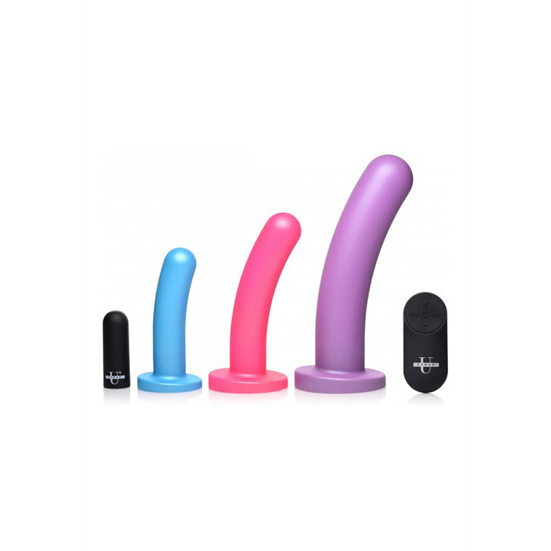 Triple Peg - Vibrating Silicone Dildo Set with Remote Control