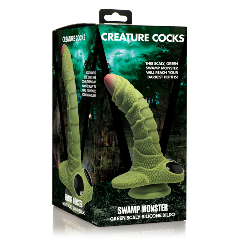 Swamp Monster Scaly Silicone Dildo - Black