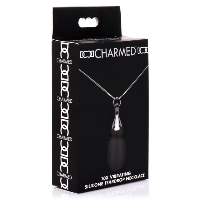 Vibrating Silicone Teardrop Necklace - Black