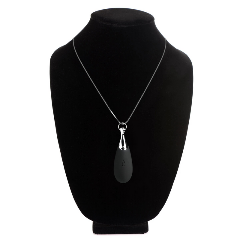 Vibrating Silicone Teardrop Necklace - Black