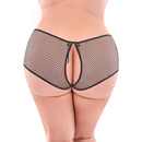 Shorty en résille à dos fendu - 2X - Noir