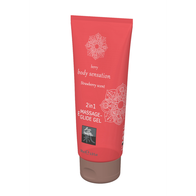 2 in 1 Massage and Glide Gel - Strawberry - 7 fl oz / 200 ml