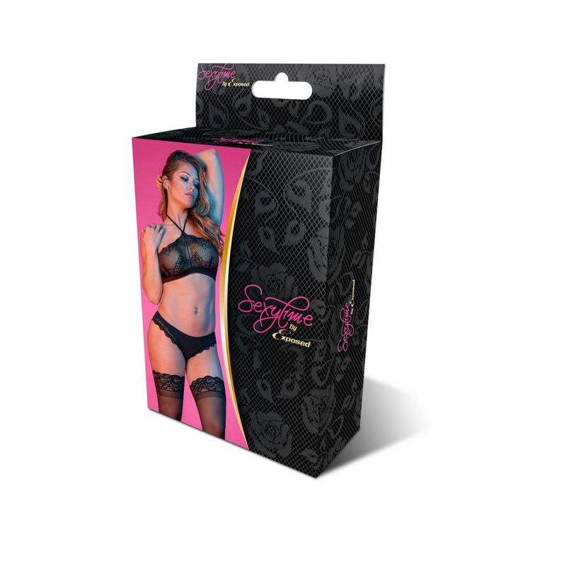 Halter Bandeaux and Panty Set - S/M - Black