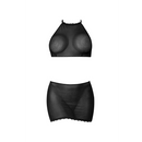 Ensemble haut à col halter et jupe en tulle à pois - 2X - Noir