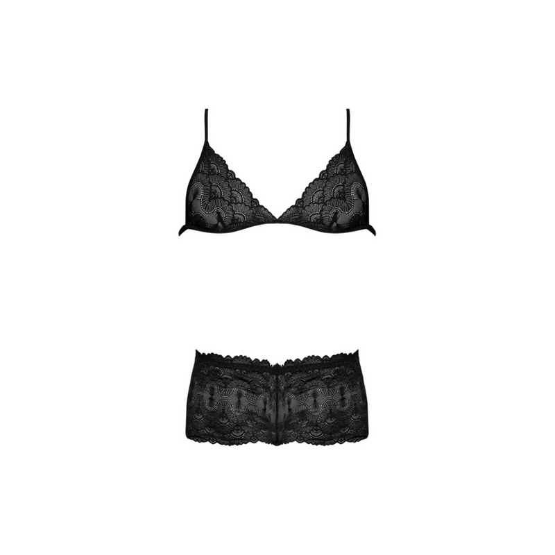 Triangle Bra and Cheeky Brief Set - L/XL - Black