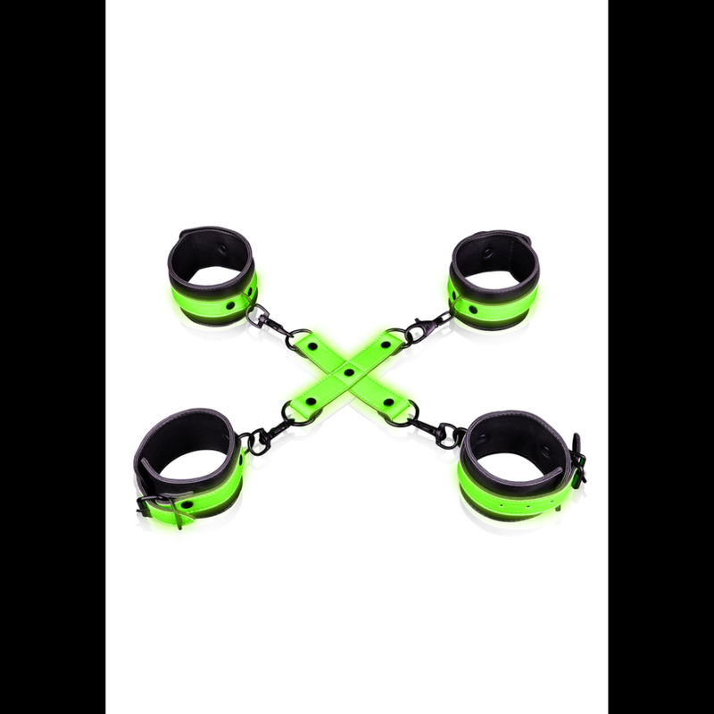 Hand and Ankle Cuffs with Hogtie - Glow in the Dark