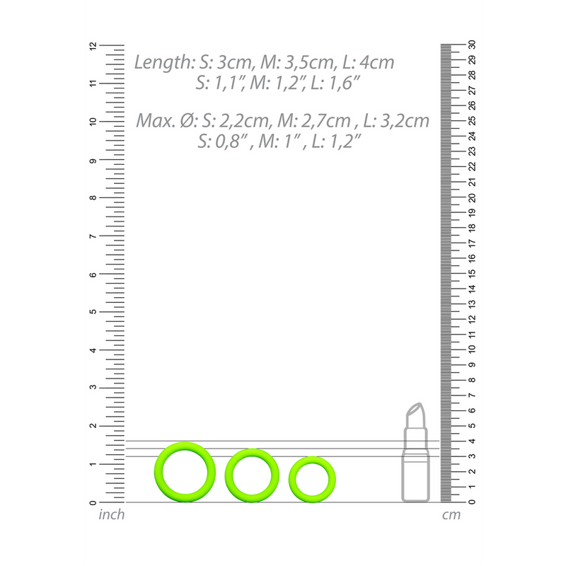 Cockring Set - Glow in the Dark - 3 Pieces