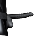 Strap-On Creux Rayé avec Boules - 8 / 21 cm - Noir