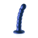 Dildo en silicone G-spot perlé - 5'' / 13 cm - Bleu métallique