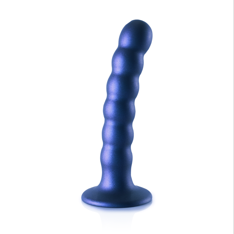 Beaded Silicone G-Spot Dildo - 5'' / 13 cm - Metallic Blue