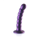 Dildo en silicone G-spot à perles - 5'' / 13 cm - Violet métallique