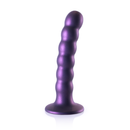 Dildo en silicone G-spot à perles - 5'' / 13 cm - Violet métallique
