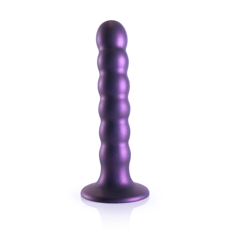 Beaded Silicone G-Spot Dildo - 5'' / 13 cm - Metallic Purple