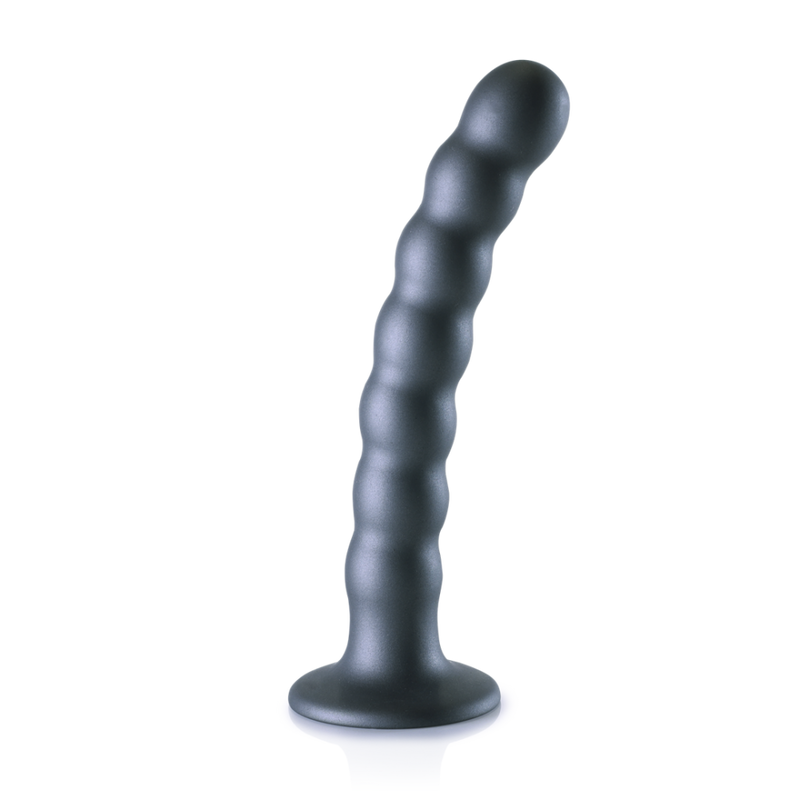 Beaded Silicone G-Spot Dildo - 6.5'' / 16,5 cm - Gunmetal