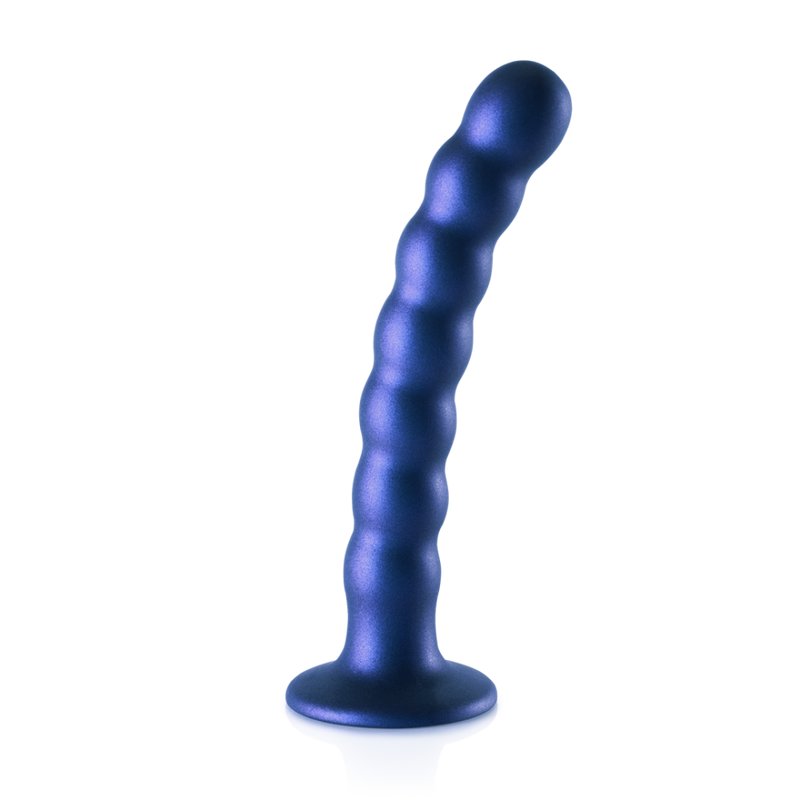 Beaded Silicone G-Spot Dildo - 6.5'' / 16,5 cm - Metallic Blue