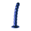 Dildo en silicone à perles pour le point G - 6,5'' / 16,5 cm - Bleu métallisé