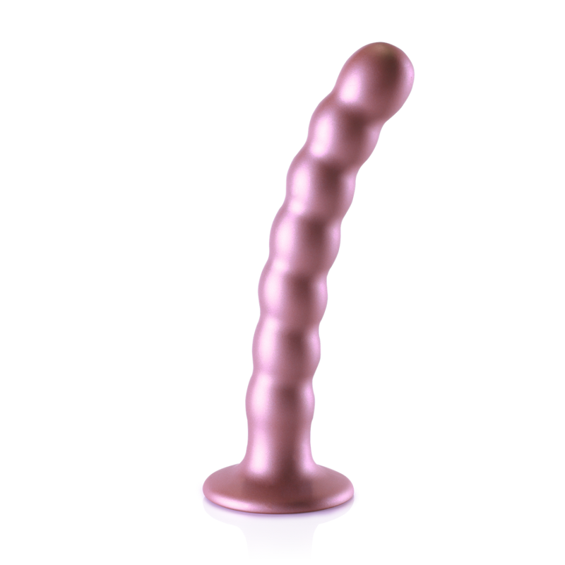 Beaded Silicone G-Spot Dildo - 6.5'' / 16,5 cm - Rose Gold