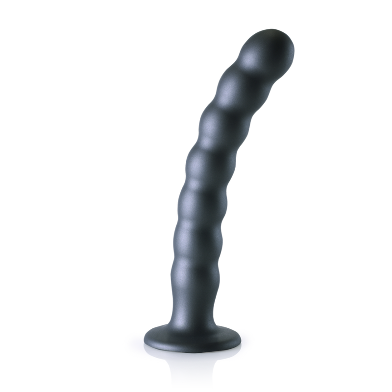 Beaded Silicone G-Spot Dildo - 8'' / 20,5 cm - Gunmetal