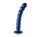 Dildo en silicone pour point G à perles - 8'' / 20,5 cm - Bleu métallique