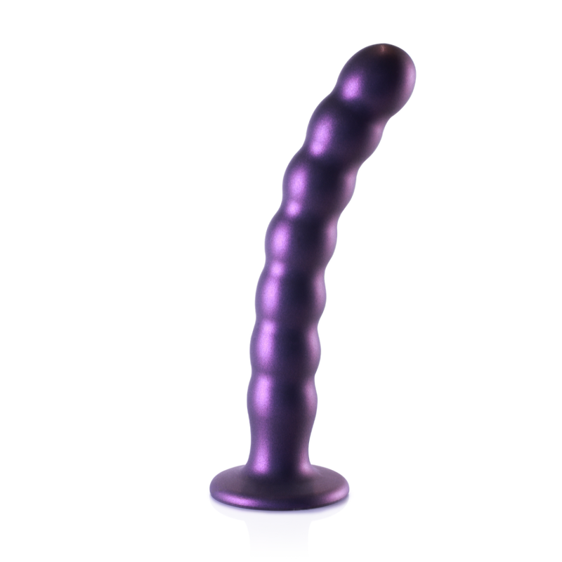 Beaded Silicone G-Spot Dildo - 8'' / 20,5 cm - Metallic Purple