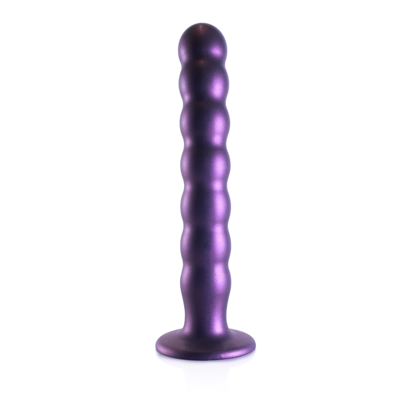 Beaded Silicone G-Spot Dildo - 8'' / 20,5 cm - Metallic Purple