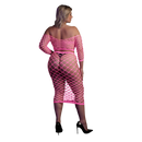 T-shirt à manches longues et jupe longue - Grande taille - Rose fluo