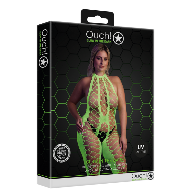 Bodystocking with Halterneck - Plus Size - Neon Green