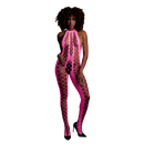 Bodystocking avec col halter - Taille unique - Rose fluo
