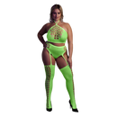 Ensemble Deux Pièces avec Crop Top et Bas - Grande Taille - Vert Fluo