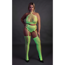 Ensemble Deux Pièces avec Crop Top et Bas - Grande Taille - Vert Fluo
