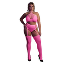 Ensemble deux pièces avec crop top et bas - Grande taille - Rose fluo