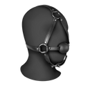 Harnais de tête avec boule de gag solide - Noir