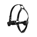 Harnais de tête avec boule de gag solide - Noir