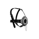 Harnais de tête avec gag à bouche ouverte et bouchon - Noir