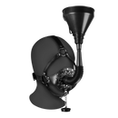 Harnais de tête avec bâillon ouvert et entonnoir - Noir