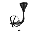 Harnais de tête avec bâillon ouvert et entonnoir - Noir