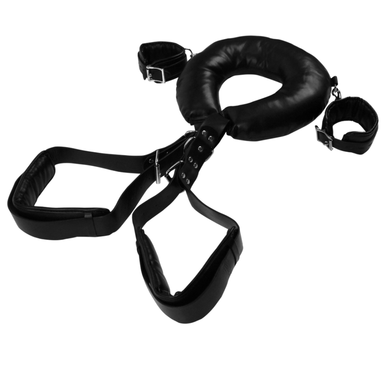 Padded Thigh Sling with Hand Cuffs - Black