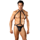 Gladiateur - String Attaché au Harnais avec Choker - S/M - Noir