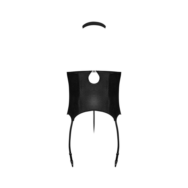 Mistress - Sexy Imitation Leather Corset and G-String with Studs - 2X