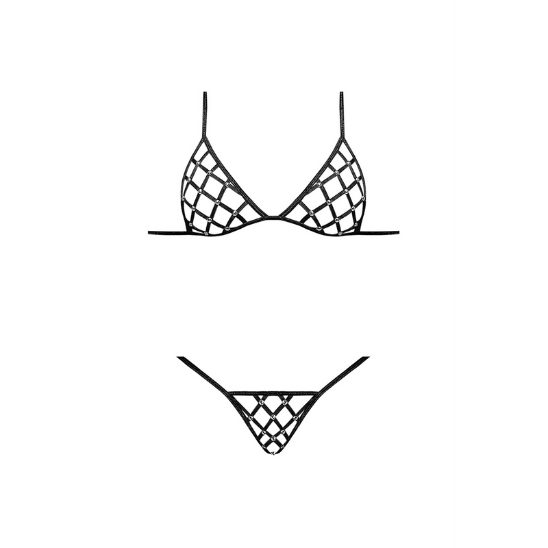 Orthia - Sexy Imitation Net Set with Bra and G-String - 2X