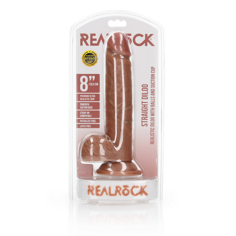 Straight Realistic Dildo with Balls and Suction Cup - 8 / 20,5 cm