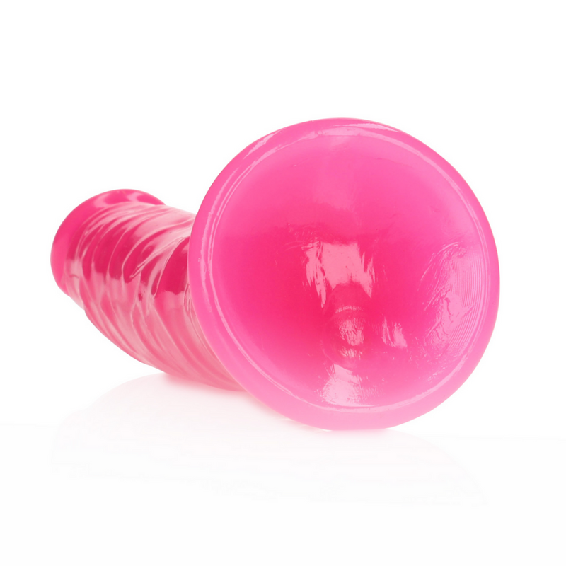 Slim Realistic Dildo with Suction Cup - Glow in the Dark - 7'' / 18 cm